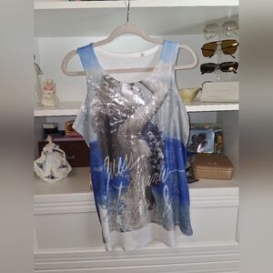 GUESS Women's Blue Graphic Tank Top